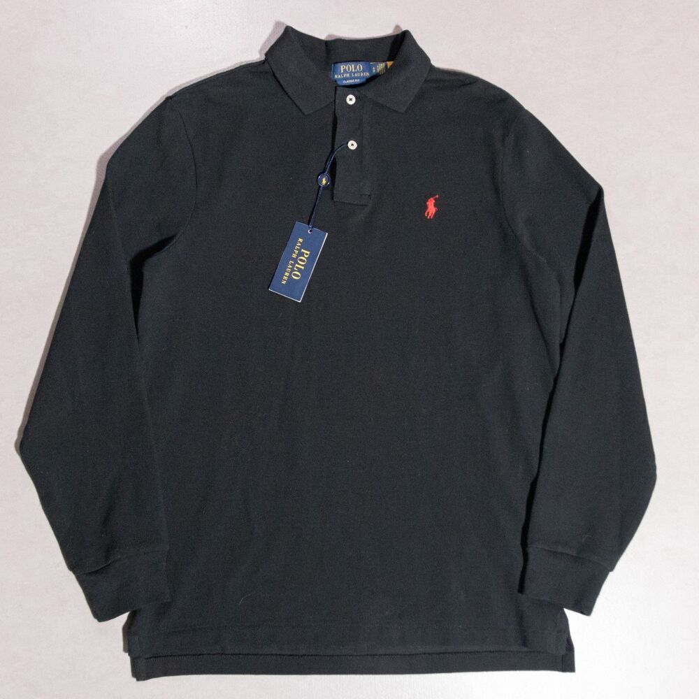 NWT Polo Ralph Lauren Classic Fit Cotton Knit Black Polo Shirt Mens Small ($115)